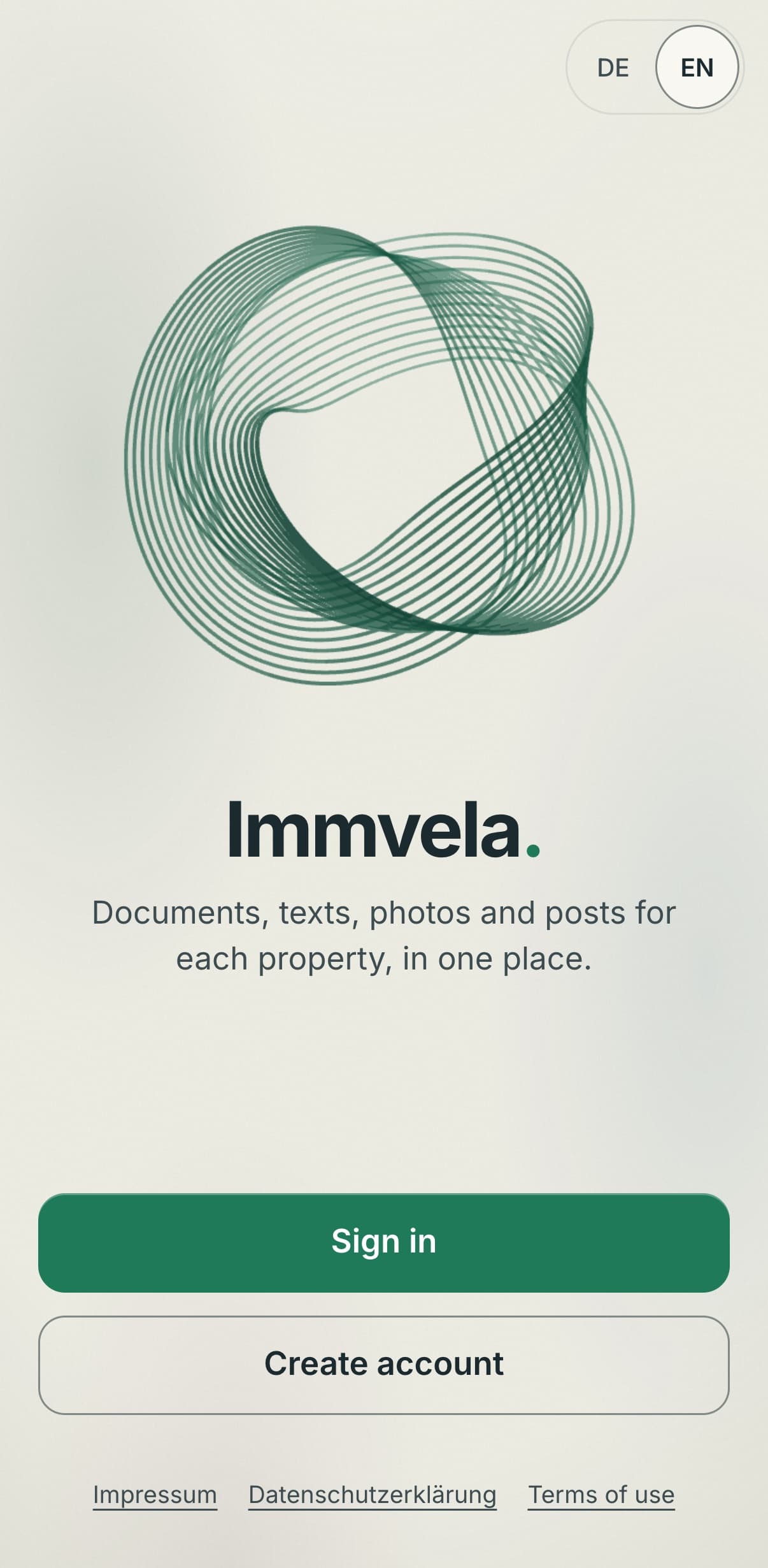 Immvela's sign-in screen on a phone